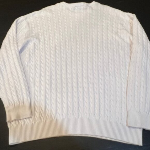 ✨ Lacoste White Cable Knit Sweater Size 9 – 100% Cotton – Classic Croc Logo ✨ - Picture 9 of 11